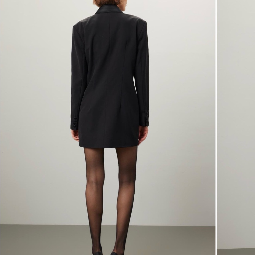 Bardot Black Double-Breasted Blazer Dress with Satin Trim - Picture 3 of 8